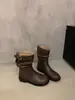 Botas de Cano Curto Marrom Retrô Salto Bloco Botas Pretas da Moda Botas Femininas Estilo Coreano Início do Outono Botas Emagrecedoras Estilo Western Botas Empilhadas Femininas