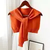 Chal de Color Sólido Estilo Coreano para Primavera y Verano para Mujer, Ropa Exterior con Protección Solar, Cuello Falso de Punto para Aire Acondicionado, Chal Pequeño para Hombros, Estilo Delgado Versátil