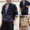 Camisa Falsa de Duas Peças Estilo Old Money Camiseta de Manga Longa Polo Masculina com Decote V Roupa de Trabalho Decote V Primavera e Outono Fábrica de Atacado Transfronteiriço