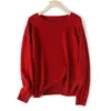 Top de Malha Cashmere e Lã Sem Costura com Caimento Solto Esquema de Cores Dopamina Gola Redonda Simples Suéter Liso