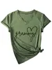 Amazon Ebay Sitio Independiente Casual Simple Cómodo Mujer Grammy Corazón Cuello en V Manga Corta Camiseta Capa Base Comercio Exterior