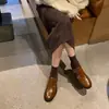 Versión de piel de vaca~mocasines brogue de cuero genuino repujado para mujer, zapatos pequeños de cuero estilo británico con suela gruesa, planos de tacón grueso, zapatos Derby