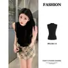 Conjunto de verano para mujer de estilo "old money", top negro sin mangas y falda ajustada, atuendo de alta gama, dulce y atrevido, estilo hermana real coreano