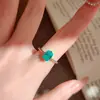 Anillo de Botella de los Deseos Estilo Minimalista Retro Old Money con Diamante de Alto Carbono Paraíba Azul Tanzanita y Piedra Preciosa Verde Oliva Anillo para Mujer
