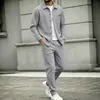 Comércio Exterior Transfronteiriço masculino novo malha waffle cor sólida gola de lapela manga longa calça longa casual esportivo moda terno masculino