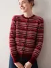 Cárdigan de Cachemir para Mujer 100% Cachemir Puro Otoño e Invierno Fair Isle Retro Jacquard de Contraste Cuello Redondo Manga Larga Chaqueta Suéter