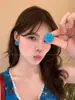 Pendientes Colgantes de Flor con Cuentas de Aguja Plateada Estilo Bosque Frescos y Dulces Pendientes Elegantes y con Estilo Lujo Accesible Pendientes de Gama Alta para Mujer