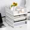 Caja de almacenamiento para libros estantería para estudiantes organizador rectangular transparente de escritorio estante para almacenamiento de libros y documentos en el aula