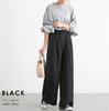 Buena calidad en stock con cordones para mujer 2022 primavera y verano nuevo versión coreana de temperamento elástico de cintura alta pantalones delgados de pierna ancha