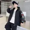 Jaqueta baseball infantil, primavera e outono, para crianças maiores, jaqueta com capuz falsa de duas peças, top casual infantil da moda