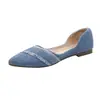 Zapatos de Mujer Estilo Nuevo, Zapatos Planos de una Sola Pieza, Puntera Puntiaguda, Modernos y con Estilo, Tela de Mezclilla, Mocasines Versátiles Estilo Francés, Zapatos de Mujer sin Cordones