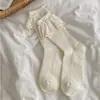 Calcetines de encaje para mujer, calcetines de verano finos hasta la mitad de la pantorrilla, calcetines holgados con lazo de moda en Instagram, calcetines estilo ballet, calcetines lolita de deseo puro