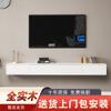 Mueble de TV colgante de madera maciza para pared, para sala de estar, dormitorio, apartamento pequeño, súper estrecho, blanco, minimalista.