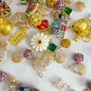 Venta de liquidación: Accesorios Hechos a Mano DIY de Aleación con Goteo de Aceite Estilo Antiguo Dorado Mate, Joyería Dorada Arena, Pulseras, Colgantes, Mezcla Aleatoria