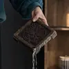 Soporte para olla de almacenamiento de agua de cerámica rústica chapado en oro al por mayor, Plataforma de preparación en seco, Accesorios para juegos de té de cerámica, Soporte para tetera de arcilla púrpura, Tipo de almacenamiento de agua