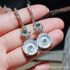 Pendientes de Plata de Ley S925 Chapada con Calcedonia de Hielo Alto Incrustada Cierre de Seguridad Pendientes de Moda Estilo Nacional Comparables a Pendientes de Jade
