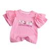 Ropa Infantil Estilo Coreano 2026 Camiseta para Niñas Moda de Verano Sudadera de Dibujos Animados Top Versátil de Algodón Puro con Mangas Acampanadas
