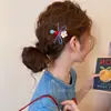Dulce Pasador Lateral para el Cabello de Flor Roja y Azul para Mujer, Clip con Borde de Lazo, Clip para Flequillo de Frente, Horquilla de una Palabra, Clip de Pico de Pato, Accesorios para el Cabello
