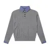 Marca de Moda Jiayiku 2025 Nuevo Estilo Americano Suéter Perezoso Falso de Dos Piezas Estilo Old Money Camisa Básica Suéter de Punto de Manga Larga