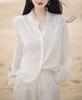 ¡Princesa, por favor, tenga la seguridad! Exquisito Collar de Encaje Camisa Blanca para Mujer Primavera Nueva Camisa Holgada Versátil Top Elegante