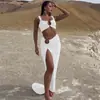 2024 Nuevo Estilo de Verano Europeo y Americano Sexy Top de Tirantes Tubo Falda Plisada con Abertura Conjunto Venta al por Mayor Transfronteriza