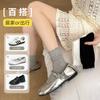Meias Miu Estilo Ballet Renda Cinza Femininas Meia-Canela Cor Sólida Verão Mary Jane Jk Meias Slouch Sem Costura