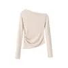 Comercio Exterior 2024 Europeo y Americano Invierno Nuevo Estilo Moda Hombro Oblicuo Cuello Manga Larga Asimétrico Tricolor Tejido para Mujer 2381