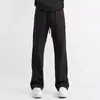 Pantalones de chándal negros nuevos para hombre de Primavera y Otoño, Joggers Casuales Americanos, Pantalones Rectos Ligeramente Acampanados, Pantalones Deportivos Largos Sueltos Japoneses