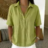 Estação de Verão 2026 Nova Roupa Feminina Camisa de Cor Sólida com Gola Lapela Manga Curta Solta Confortável Transfronteiriça Europeia e Americana Amazon