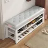 Banqueta para zapatos en la entrada, se puede sentar en ella, simple, almacenamiento de múltiples niveles, zapatero, hierro forjado, acolchado suave, taburete multi-funcional para cambiarse los zapatos, metal, otros