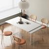 Mesa de comedor colgante de acrílico, estilo crema, para el hogar, para apartamentos pequeños, rectangular, con placa de roca, retráctil.