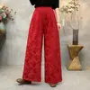 Nueva colección de Primavera y Otoño: Pantalones negros de pierna ancha de tiro alto para mujer, con tejido de algodón jacquard, corte holgado, efecto adelgazante y un diseño versátil, casual y de pierna recta