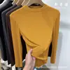 Nuevo Top Básico de Mujer Derong de Canalé Otoño/Invierno 2026 Estilo Coreano Ajuste Delgado Color Sólido Manga Larga Camiseta