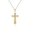 Colgante de Cruz de Acero Inoxidable Dorado con Incrustaciones de Diamantes Transfronterizo Europeo y Americano Collar de Acero de Titanio para Hombre Joyería de Moda Hip-hop Colgante para Hombre
