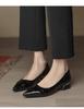 Sapatos de Couro Verniz para Mulheres com Salto Grosso, Estilo Popular para Primavera e Outono de 2026, Bico Fino, Decote Baixo, Sapatos de Couro Planos da Moda para Trabalho Profissional
