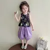 Conjunto de Verão para Meninas 2026 Nova Moda Infantil de Verão Fino Sem Mangas Casual Conjunto de Duas Peças para Bebês Meninas