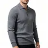2026 nuevo suéter de punto casual con cuello de solapa para hombre, suéter de punto acanalado de moda transfronteriza para hombre