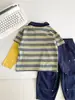 Valle del Viento 2026 Otoño Nuevo Estilo Coreano Bloque de Color Niños Dos Piezas Falsas Camisa POLO Primavera/Otoño Niños Cuello Solapa Top