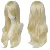 Cos peruca longa ondulada anime europeia e americana 70cm universal cabelo longo cacheado cosplay multicolorida natural fofa touca