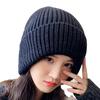 Chapéu Baotou de Confinamento para Outono e Inverno com Circunferência de Cabeça Grande Moda Feminina Chapéu Quente de Pelúcia Chapéu de Lã Grosso Tricotado Proteção para Orelhas Chapéu para Frio