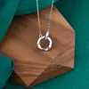 Collar Anillo Mobius de Moissanita para Mujer, Lujo Ligero Versátil Colgante de Anillo Doble de Plata de Ley S925 Cadena para Clavícula Joyería al por Mayor