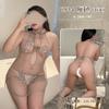 Sexy perspectiva sexo underwear malha bordada cheongsam paixão tentação meia-noite glamour pijamas conjunto 6934