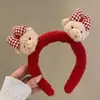 Faixa de cabeça fofa com orelhas de panda para lavar o rosto, faixa de cabeça de pelúcia de desenho animado com coroa alta para mulheres, faixa para maquiagem e lavar o cabelo, acessório de cabelo