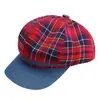 Luxi Moda Casual Gorra de Boina a Cuadros Octagonal para Proteger del Sol Mostrando la Cara Color Azul Denim Pequeño Boina Combinación de Colores Verano para Mujer
