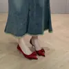 Versátiles Zapatos Bajos de Dama 2025 Otoño Nuevo Estilo Hada Dulce Lazo Punta Afilada Lado Hueco Tacones Altos para Mujer