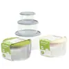 Set de Recipientes Redondos de Plástico de Grado Alimenticio Caja de Almacenamiento para Refrigerador Caja para Horno Microondas 180/380/820/1050ml