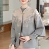 Cardigan de Outono para Nova Mãe 2025 Jaqueta Suéter de Outono e Inverno para Mulheres de Meia-Idade e Idosas Traje de Duas Peças Vestido para Casamento