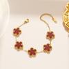Pulseira Dupla Flor de Ameixeira Estilo Europeu e Americano 2023 Pulseira Cinco Flores Pequenas Pulseira Feminina Moda Pulseira de Flor Atacado no Local