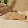 Sandalias Planas para Mujer Transfronterizas de Amazon Sandalias Cuerda de Cáñamo Imitación Suela de Cáñamo Falsa Chanclas con Tira Cruzada de Lino