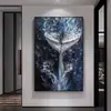 Pintura al óleo de imitación de cola de ballena con un toque de alta gama, Pintura decorativa para sala de estar, Textura de arte mural de fondo para sofá, Pintura colgante nórdica de lujo ligero